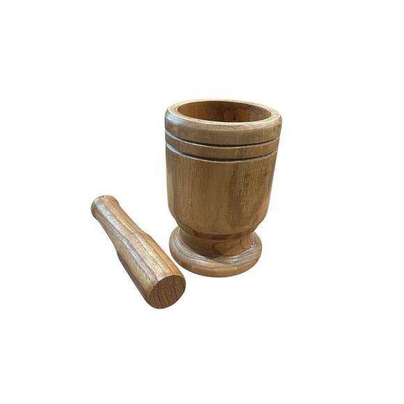 Culinary Corner Wood Mortar & Pestle Grinder Spice Herb Garlic Crusher Grinding - Picture 4 of 8